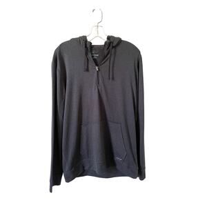 Greg Norman Quarter Zip Hooded Lux Fleece Shirt Gray Size Medium NEW